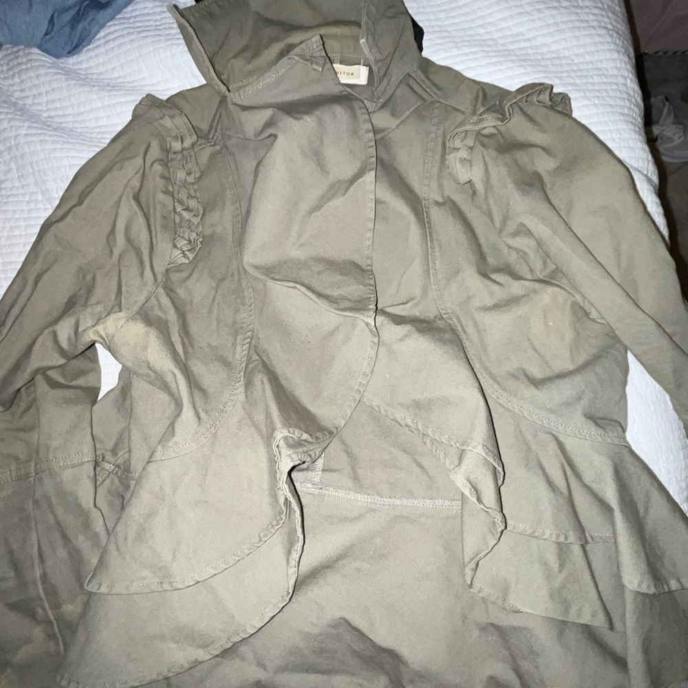 Olive Ruffle Guest Editor Jacket | Anthropology - image 2